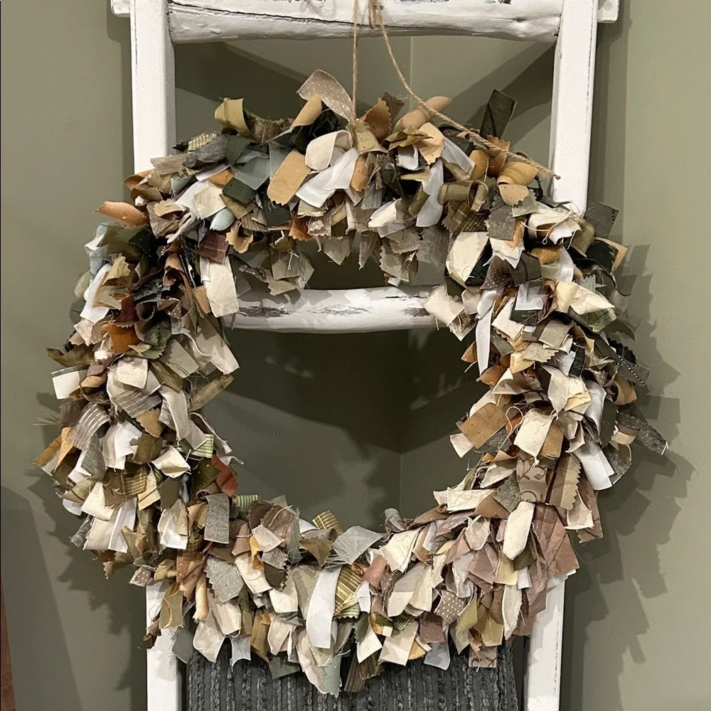 Handmade Rustic Multicolor Fabric Wreath